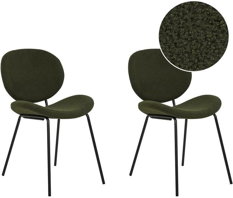 Beliani LUANA Eetkamerstoel set van 2 Donkergroen BouclÃ© - Foto 3