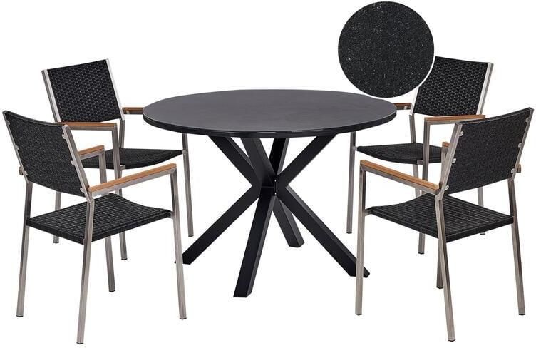 Beliani -MALETTO|GROSSETO-Tuinset 4-zits-Zwart-Aluminium|Rotan|Glas