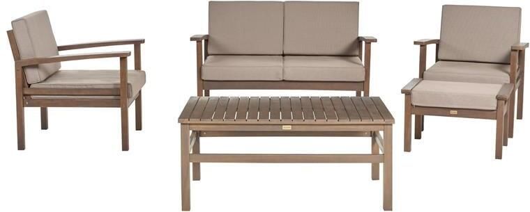 Beliani MANILA II Loungeset voor 4 Donker houtkleur Acaciahout