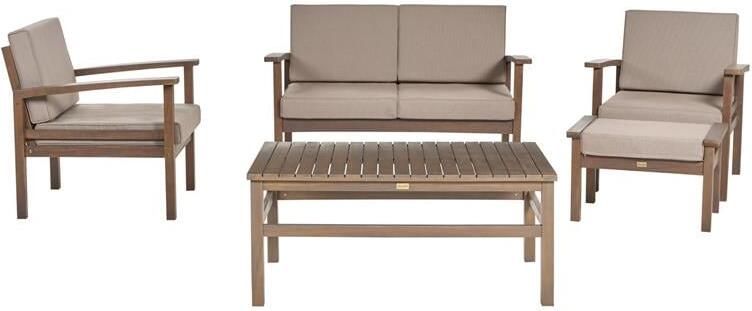 Beliani MANILA Loungeset voor 4 Donker houtkleur Acaciahout