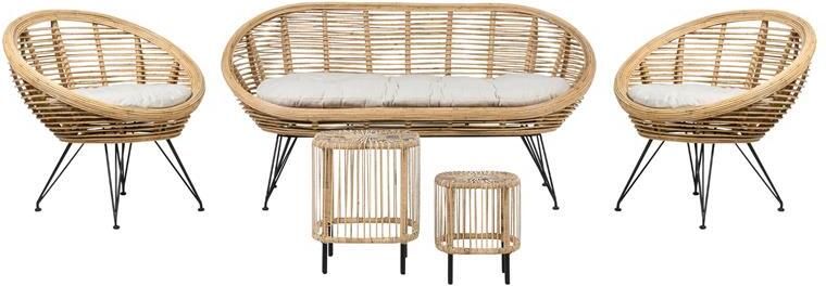 Beliani -MARATEA| CESENATICO-Banken set met salontafel-Lichtbeige-Rotan