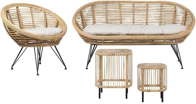 Beliani MARATEA| CESENATICO Loungeset 3-zits Lichtbeige Rotan