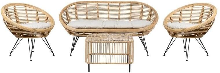 Beliani MARATEA| CESENATICO Loungeset 4-zits Lichtbeige Rotan