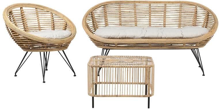 Beliani MARATEA| CESENATICO Loungeset Lichtbeige Rotan