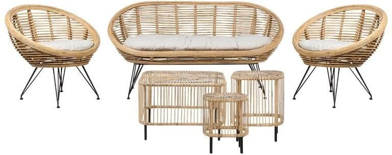 Beliani MARATEA| CESENATICO Loungeset met salontafels- Lichtbeige