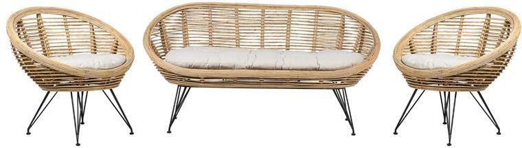 Beliani MARATEA Loungeset 4-zits Lichtbeige Rotan