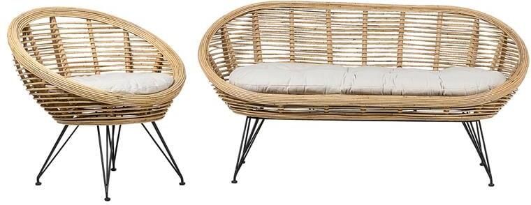 Beliani MARATEA Loungeset Lichtbeige Rotan