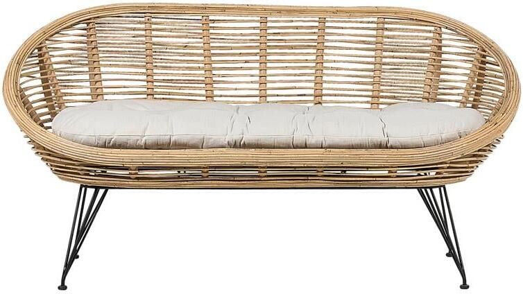 Beliani MARATEA Tuinbank Lichtbeige Rotan