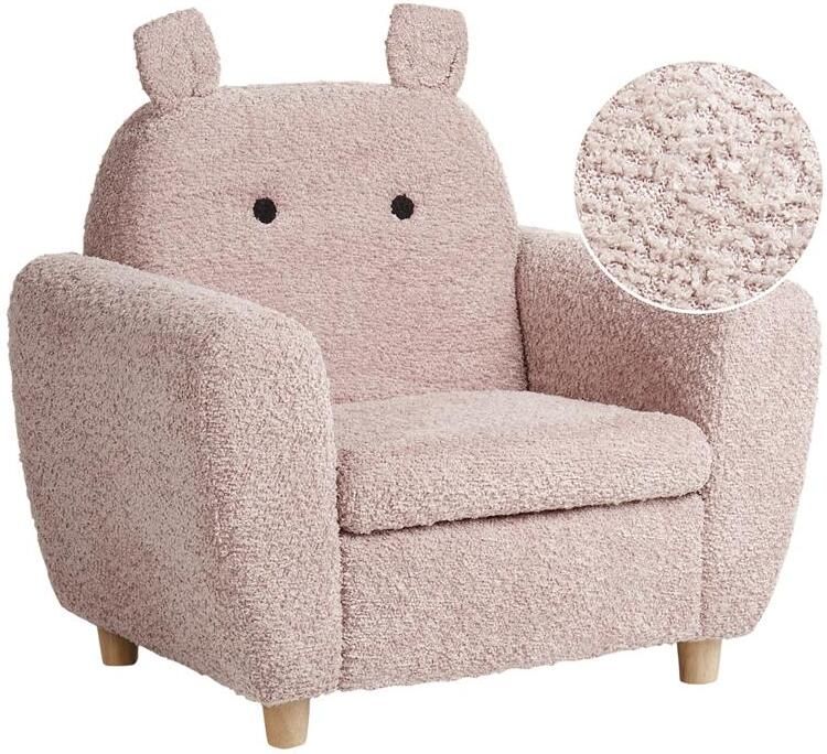 Beliani MARIBO Kinderfauteuil Pastelroze Bouclé - Foto 2