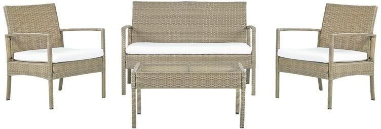 Beliani MARSALA Loungeset voor 4 Natuurlijk PE rotan