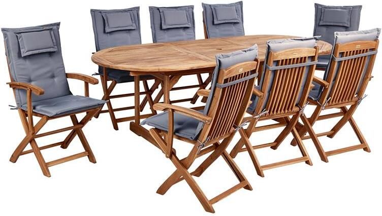 Beliani -MAUI II-Tuinset voor 8-Lichthout|Grafietgrijs-Acaciahout