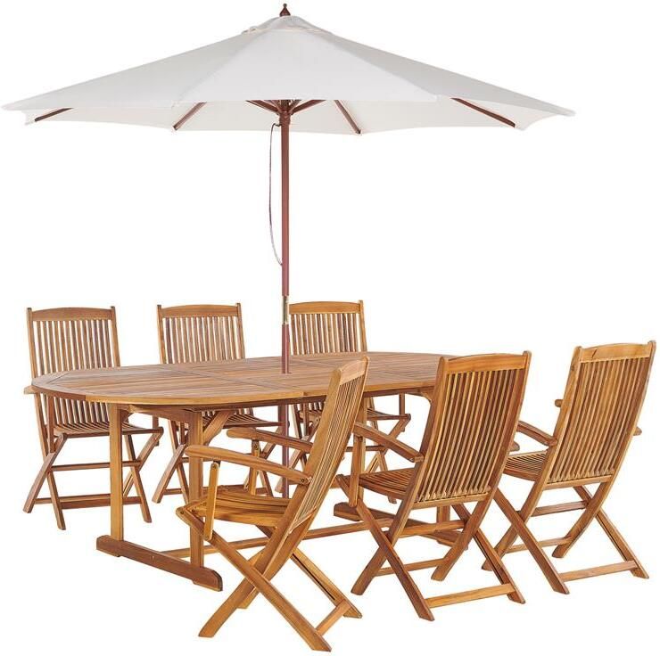 Beliani MAUI Tuinset voor 8 Lichte houtkleur Acaciahout