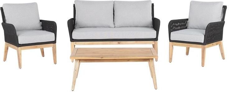 Beliani MERANO Loungeset voor 4 Grijs Acaciahout