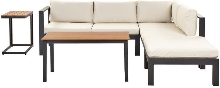Beliani MESSINA Loungeset voor 5 Zwart|Beige Aluminium
