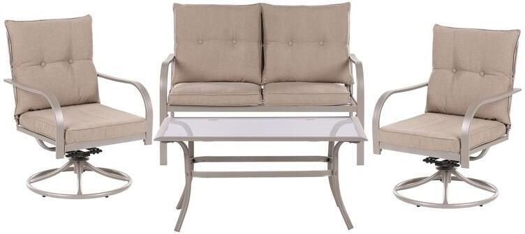 Beliani MESTRINO Loungeset 4-zits Beige Staal
