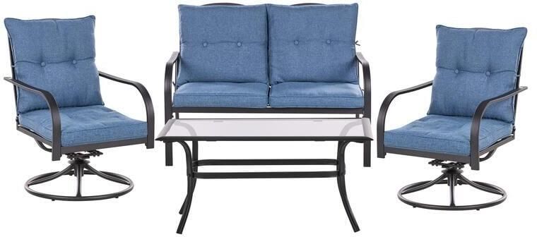 Beliani MESTRINO Loungeset 4-zits Blauw Staal