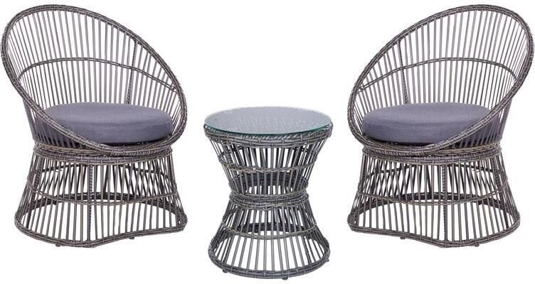 Beliani MESYNA Bistro set Beige PE rotan