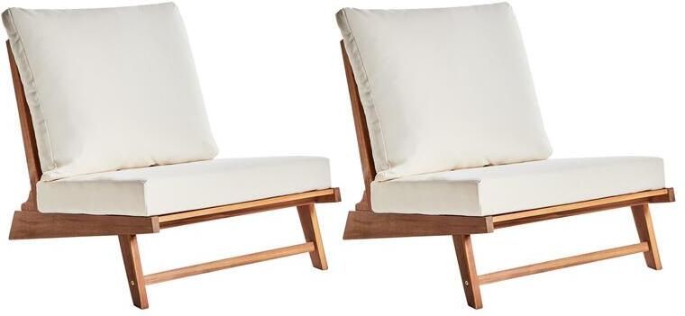 Beliani MICCIANO Tuinstoel set van 2 Gebroken wit Acaciahout