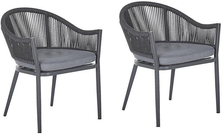 Beliani MILETO Tuinstoel set van 2 Grijs Aluminium