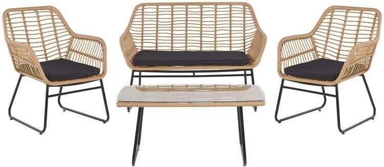 Beliani MINORI Loungeset voor 4 Natuurlijk PE rotan
