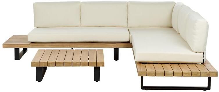 Beliani MYKONOS Loungeset voor 5 Crème Acaciahout