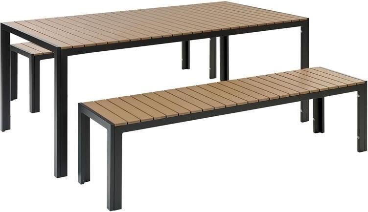 Beliani NARDO Tuinset voor 6 Zwart|Bruin Kunsthout