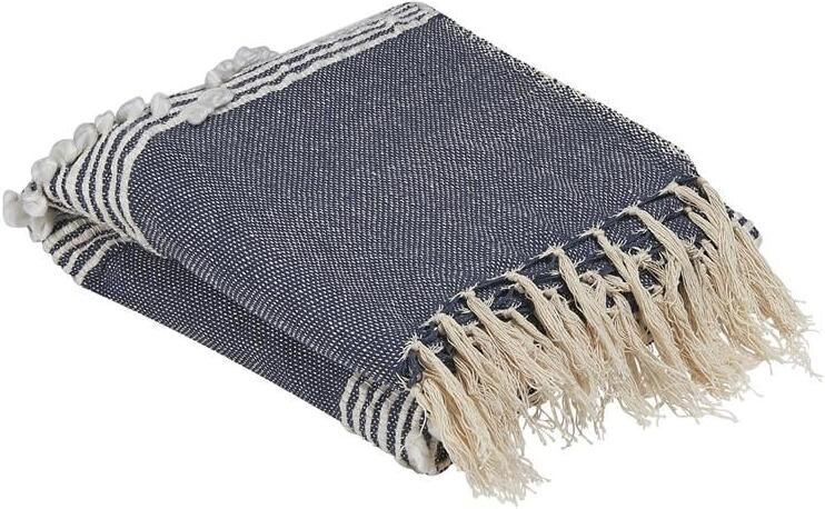 Beliani NEMLI Plaid Donkerblauw 130 x 150 cm Acryl