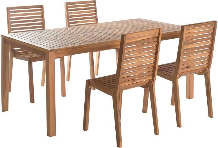 Beliani OMBRIANO Tuinset voor 4 Lichtbruin Acaciahout