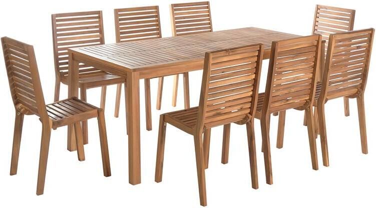 Beliani OMBRIANO Tuinset voor 8 Lichtbruin Acaciahout