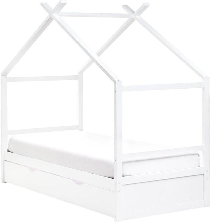 Beliani Kinderbed Huis Dennenhout ORGEVAL 90 x 200 cm met opbergruimte Wit - Foto 2