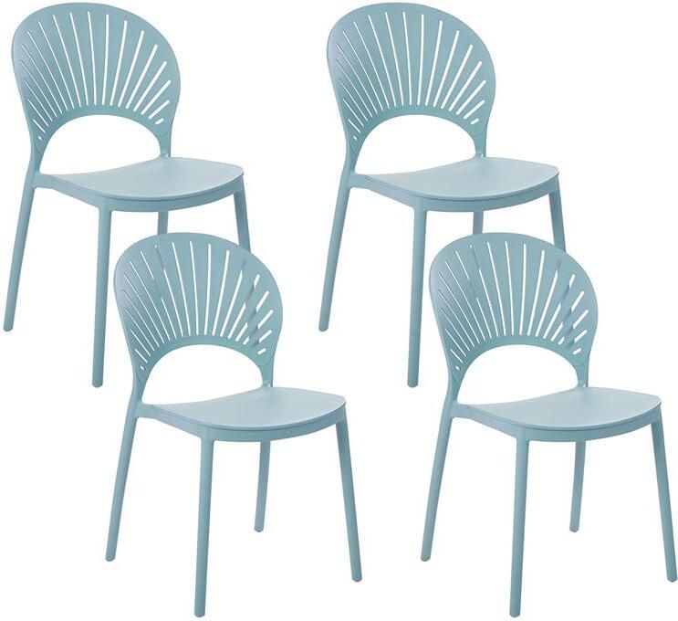 Beliani OSTIA Tuinstoel set van 4 Blauw Polypropyleen