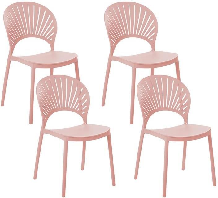 Beliani OSTIA Tuinstoel set van 4 Roze Polypropyleen