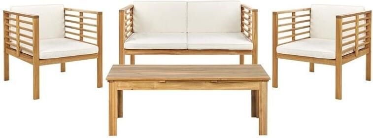 Beliani PACIFIC Loungeset voor 4 Lichthout|Wit Acaciahout