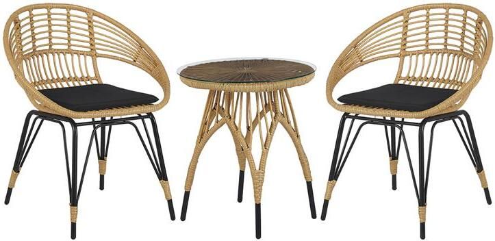 Beliani PELLARO Bistroset voor 2 Natuurlijk PE rotan