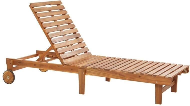 Beliani PIETRALUNGA Ligstoel Lichthout Acaciahout