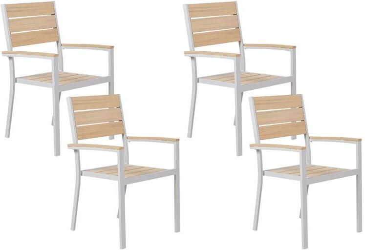 Beliani PRATO Tuinstoel set van 4 Lichthout Kunsthout