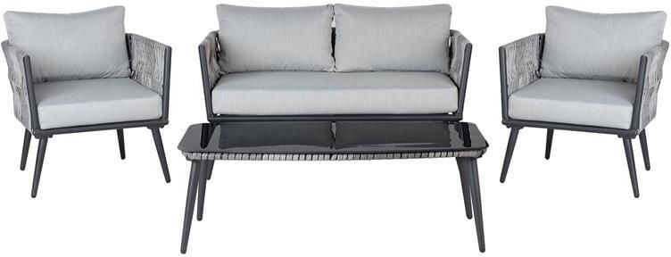 Beliani PREVEZA Loungeset voor 4 Grijs PE rotan