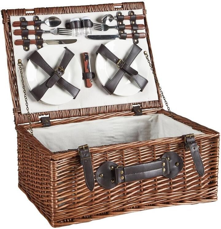 Beliani PRUNEAU Picknickmand voor 4 Bruin Wilgenhout