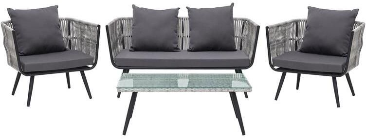 Beliani RAGUSA Loungeset voor 4 Grijs PE rotan
