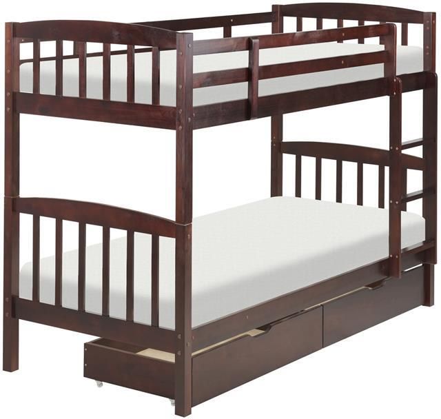 Beliani -REVIN-Stapelbed met opbergruimte-Bruin-90 x 200 cm-Dennenhout - Foto 2