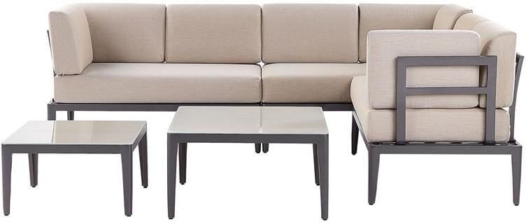 Beliani RIMA III Loungeset voor 6 Beige Polyester
