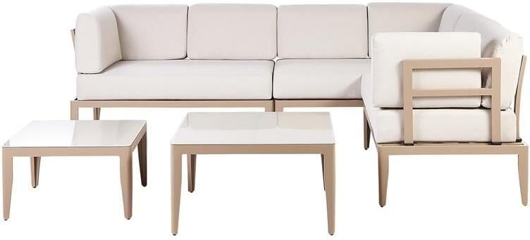 Beliani RIMA III Loungeset voor 6 Lichtbeige Aluminium