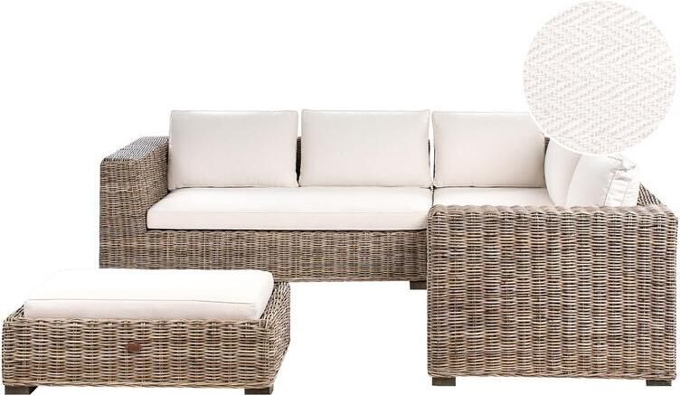 Beliani RINELLA Loungeset 5-zits Grijs Rotan