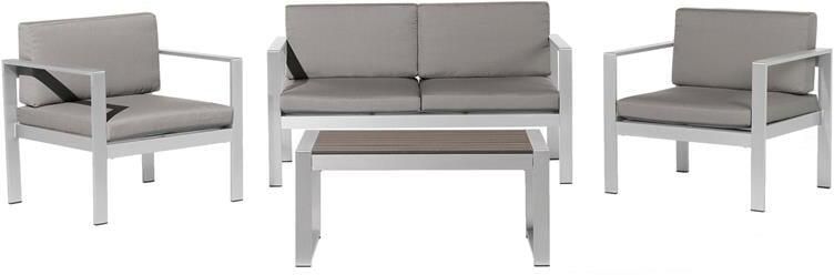 Beliani SALERNO Loungeset voor 4 Donkergrijs Aluminium