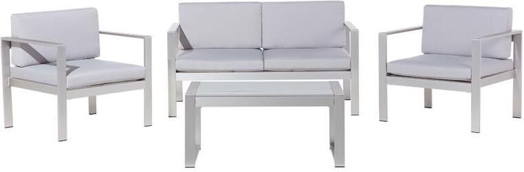 Beliani SALERNO Loungeset voor 4 Grijs Aluminium