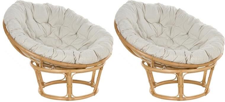 Beliani SALVO Fauteuil set van 2 Lichtbeige Rotan