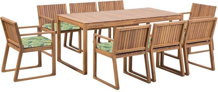 Beliani -SASSARI L-Tuinset voor 8-Lichte houtkleur|Groen|Wit-Acaciahout