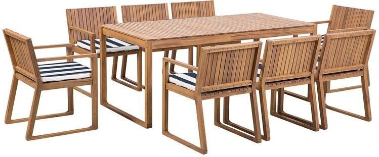 Beliani -SASSARI L-Tuinset voor 8-Lichthout|Blauw|Wit-Acaciahout