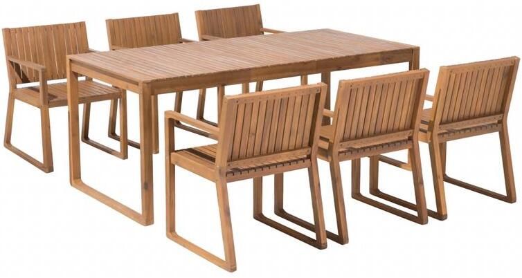 Beliani SASSARI Tuinset voor 6 Lichte houtkleur Acaciahout