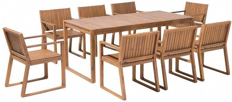 Beliani SASSARI Tuinset voor 8 Lichte houtkleur Acaciahout